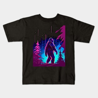 Bassquatch Bigfoot Stargazing Sasquatch Yeti Kids T-Shirt